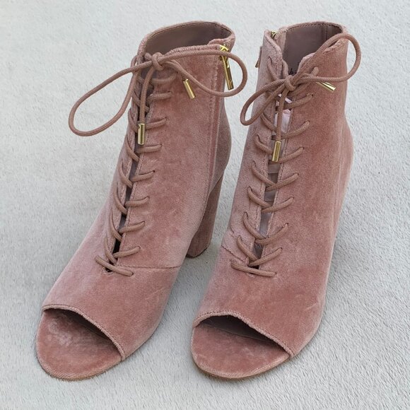 Joie Lakia Velour Peep Toe Heel Booties Sz EU38 NWOT - Picture 2 of 15